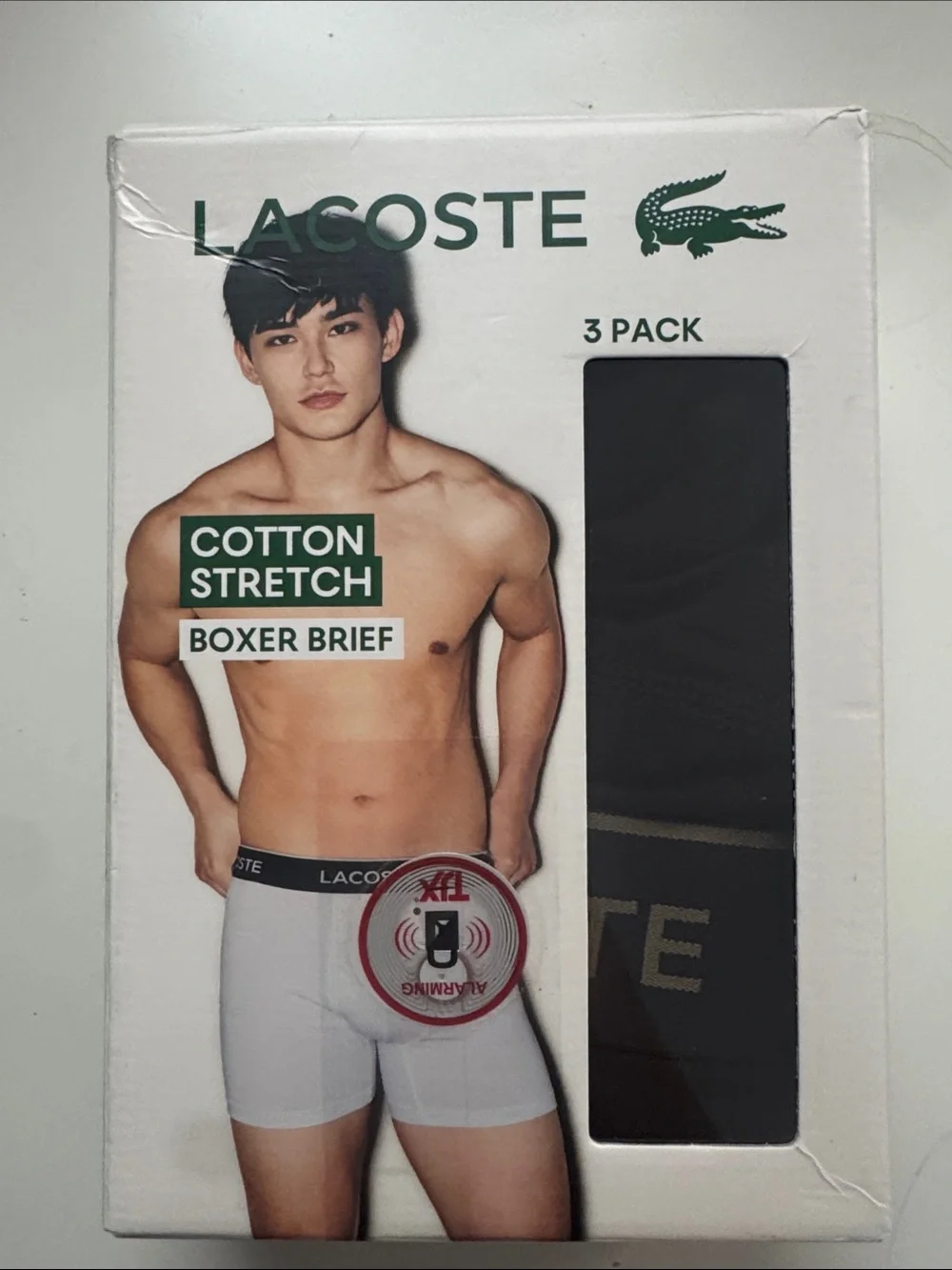 Lacoste Cotton Stretch Boxer Briefs - White & Black (2 Pack)